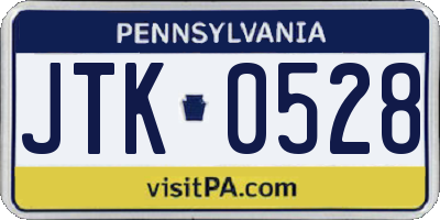 PA license plate JTK0528