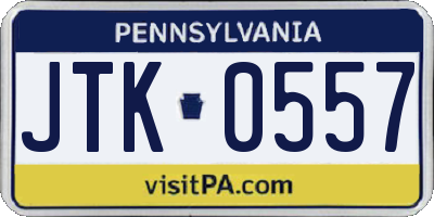 PA license plate JTK0557