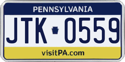 PA license plate JTK0559