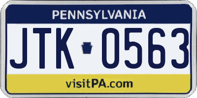 PA license plate JTK0563