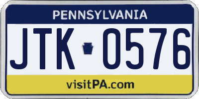 PA license plate JTK0576