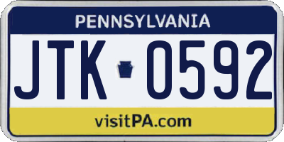 PA license plate JTK0592