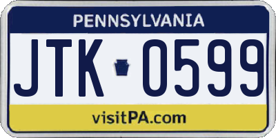 PA license plate JTK0599