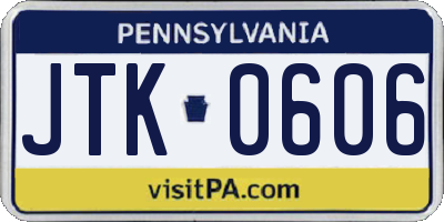 PA license plate JTK0606