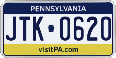 PA license plate JTK0620