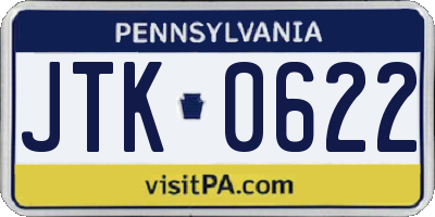 PA license plate JTK0622
