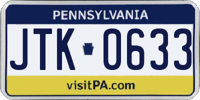 PA license plate JTK0633