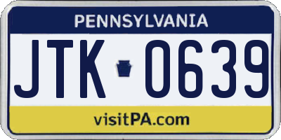 PA license plate JTK0639