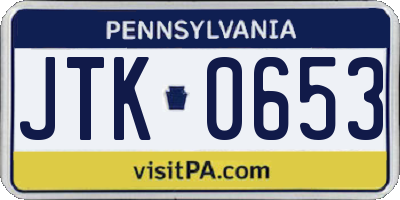 PA license plate JTK0653