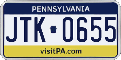 PA license plate JTK0655