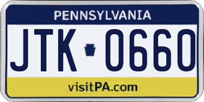 PA license plate JTK0660