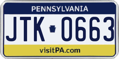 PA license plate JTK0663