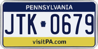 PA license plate JTK0679