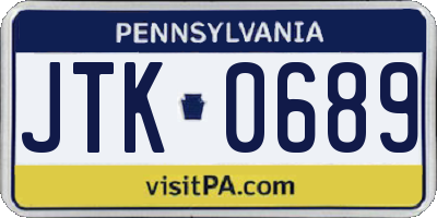 PA license plate JTK0689
