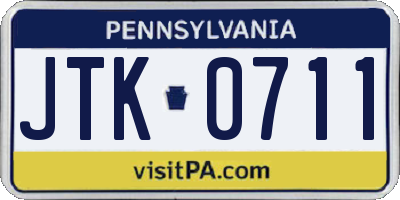PA license plate JTK0711