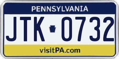 PA license plate JTK0732