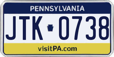 PA license plate JTK0738