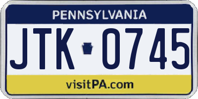 PA license plate JTK0745