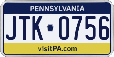 PA license plate JTK0756