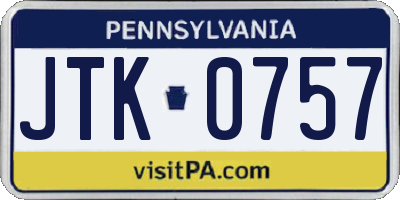 PA license plate JTK0757