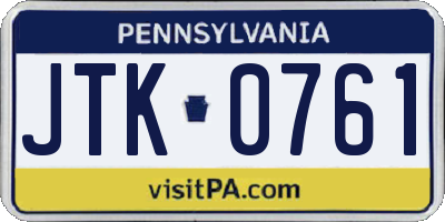 PA license plate JTK0761