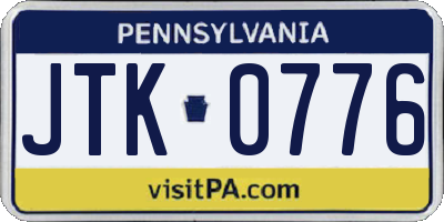 PA license plate JTK0776