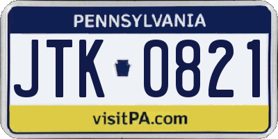 PA license plate JTK0821