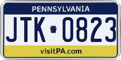 PA license plate JTK0823