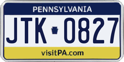 PA license plate JTK0827