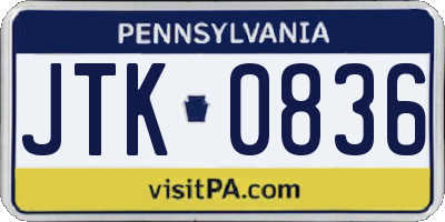 PA license plate JTK0836