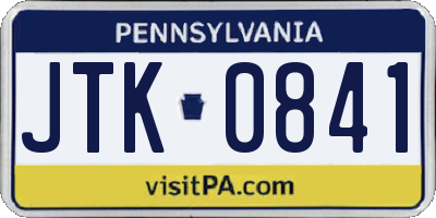 PA license plate JTK0841