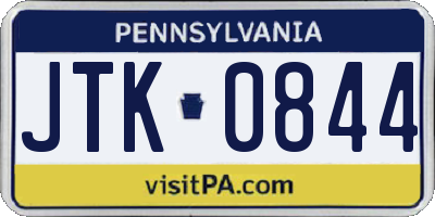 PA license plate JTK0844