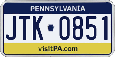 PA license plate JTK0851