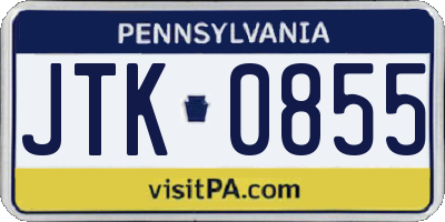 PA license plate JTK0855