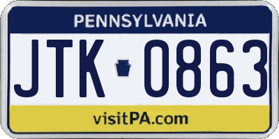 PA license plate JTK0863