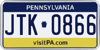 PA license plate JTK0866