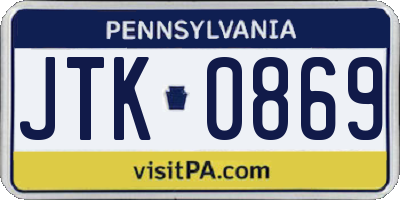 PA license plate JTK0869