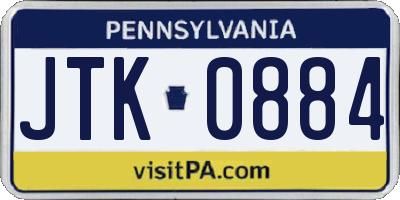 PA license plate JTK0884