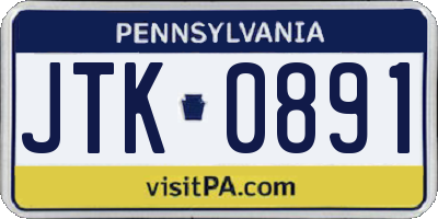PA license plate JTK0891