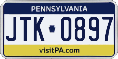 PA license plate JTK0897
