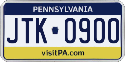 PA license plate JTK0900