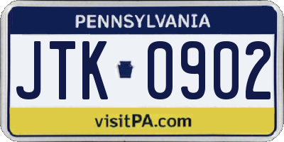 PA license plate JTK0902