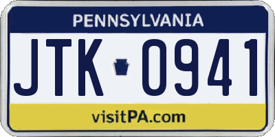 PA license plate JTK0941
