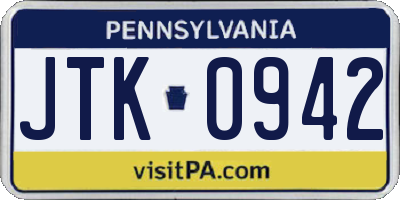 PA license plate JTK0942