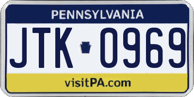 PA license plate JTK0969