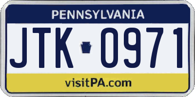 PA license plate JTK0971