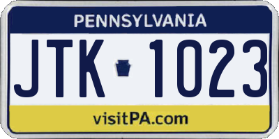 PA license plate JTK1023