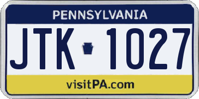 PA license plate JTK1027