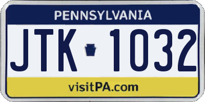 PA license plate JTK1032