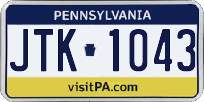 PA license plate JTK1043
